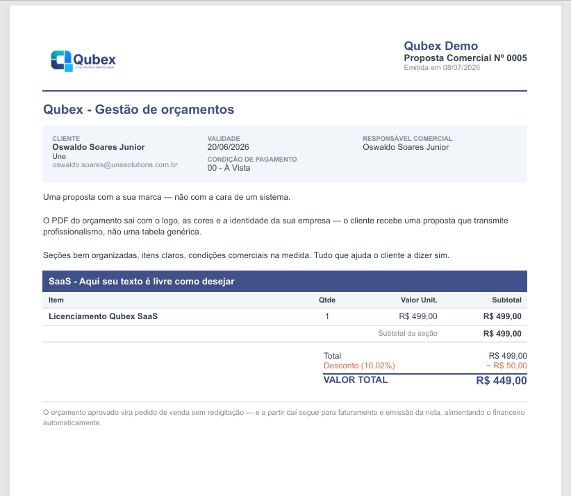 orçamento comercial exportação pdf