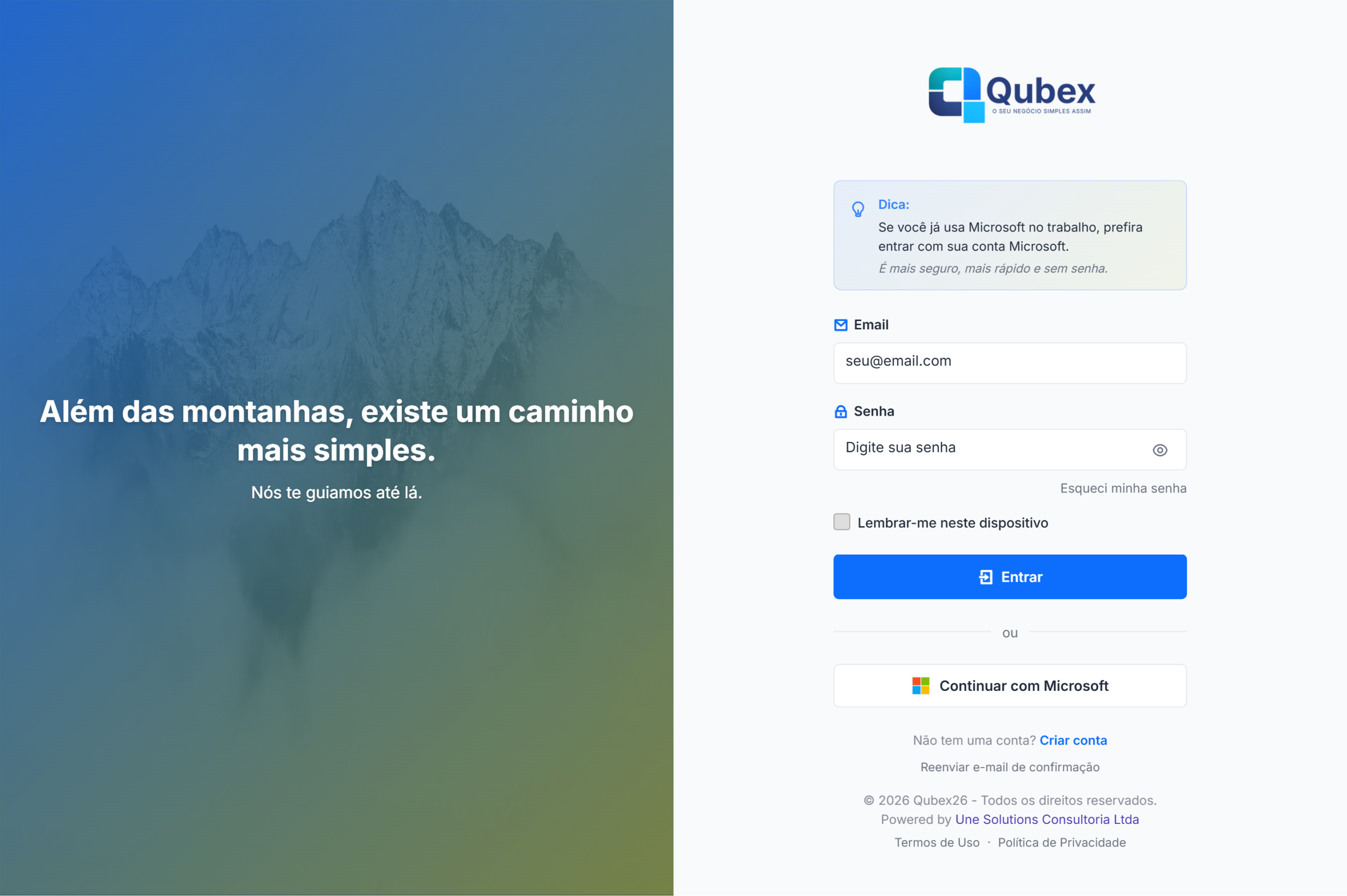 a tela de entrada. O 