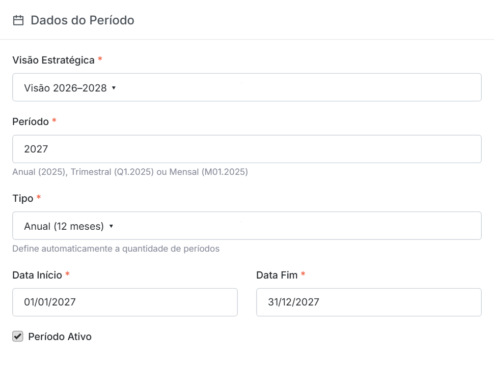 O período de 2027, criado para o plano do ano que vem.
